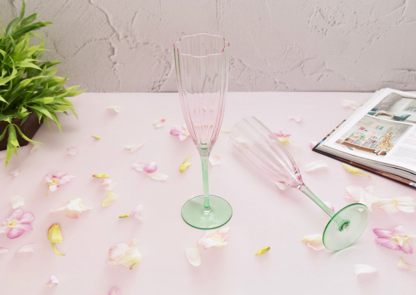 'Cherry Blossom' Champagne Glasses - Set of 2