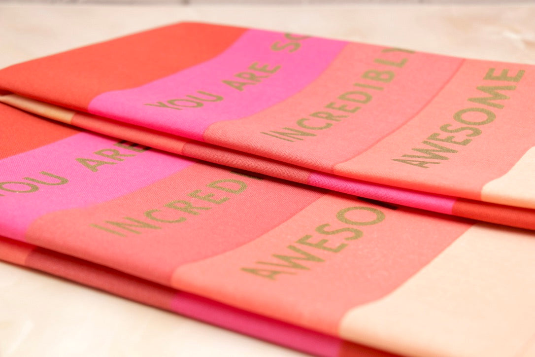 'You Are Awesome' Printed Kitchen Towels, Set of 2
