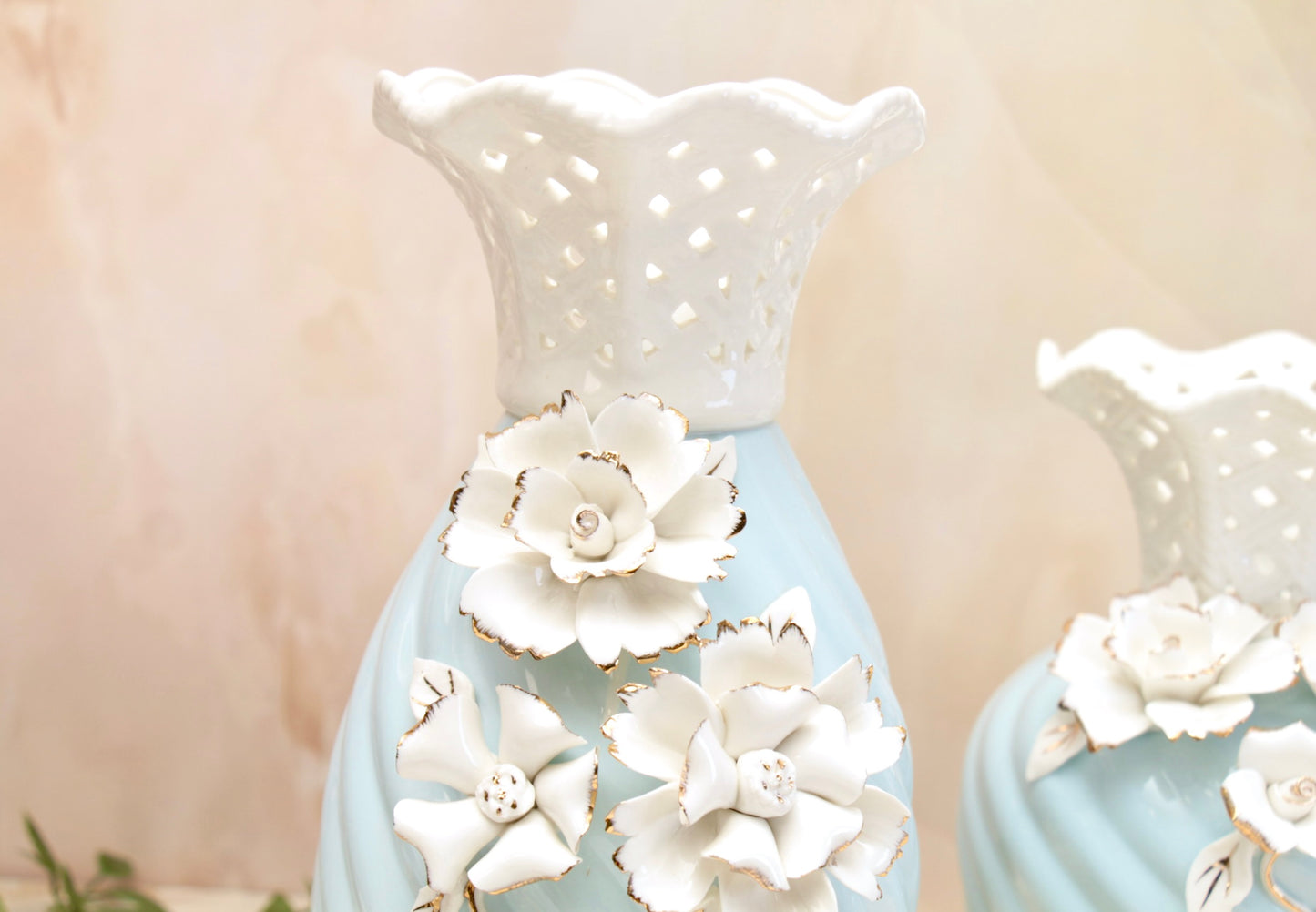 'Grace' Blue Ceramic Floral Vase, Large