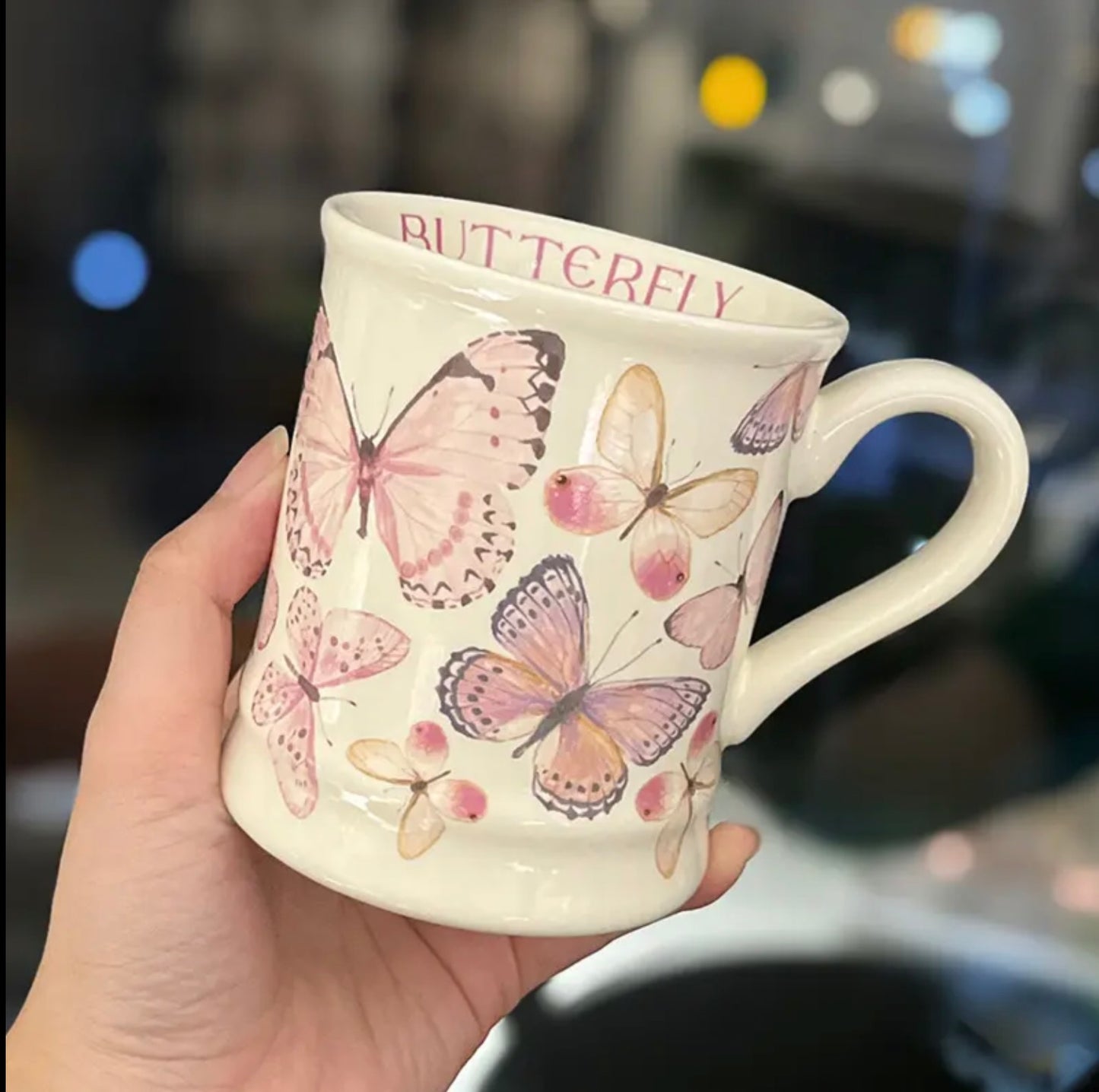 'Red Butterflies' Ceramic Coffee Mug
