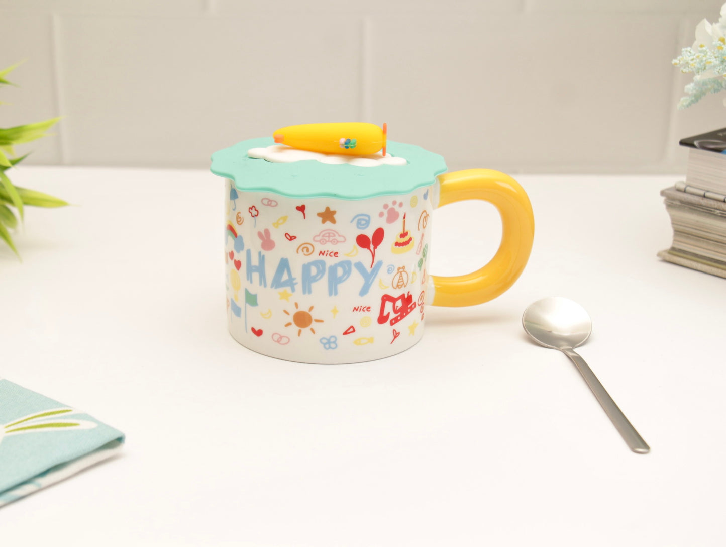 'Sunshine' Ceramic Coffee Mugs - Happy