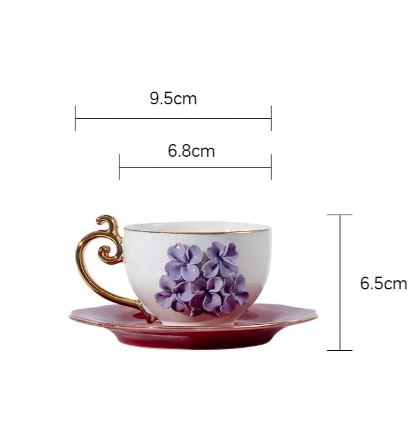 'Amaryllis' Ceramic Espresso Cup n Saucer Set of 1, Small