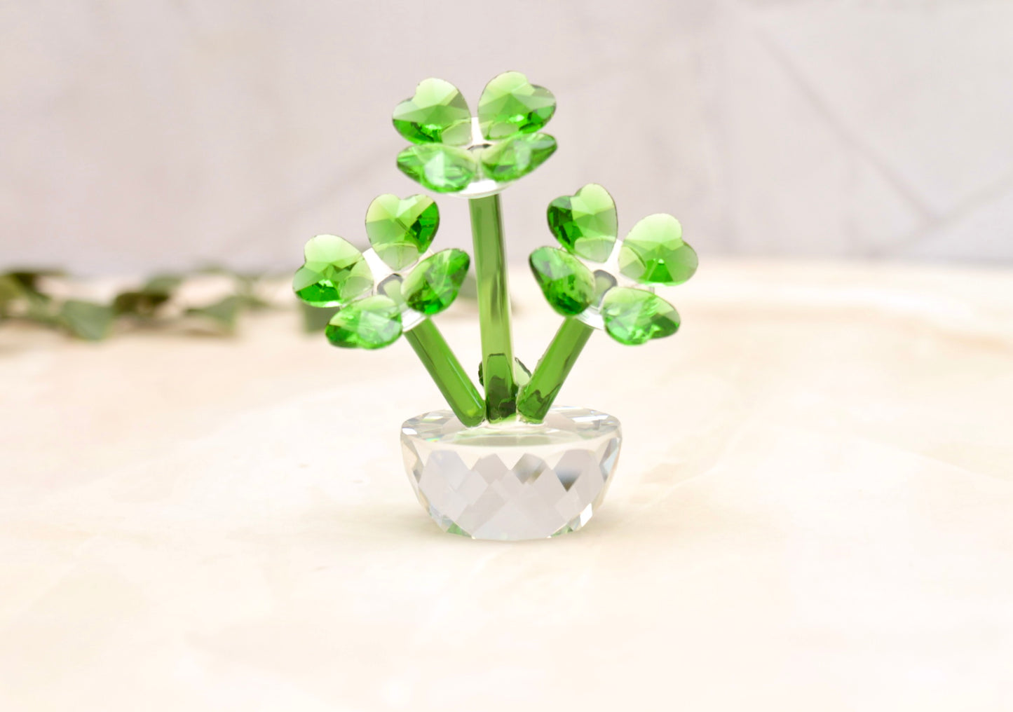 'Jade' Mini Glass Crystal Plant