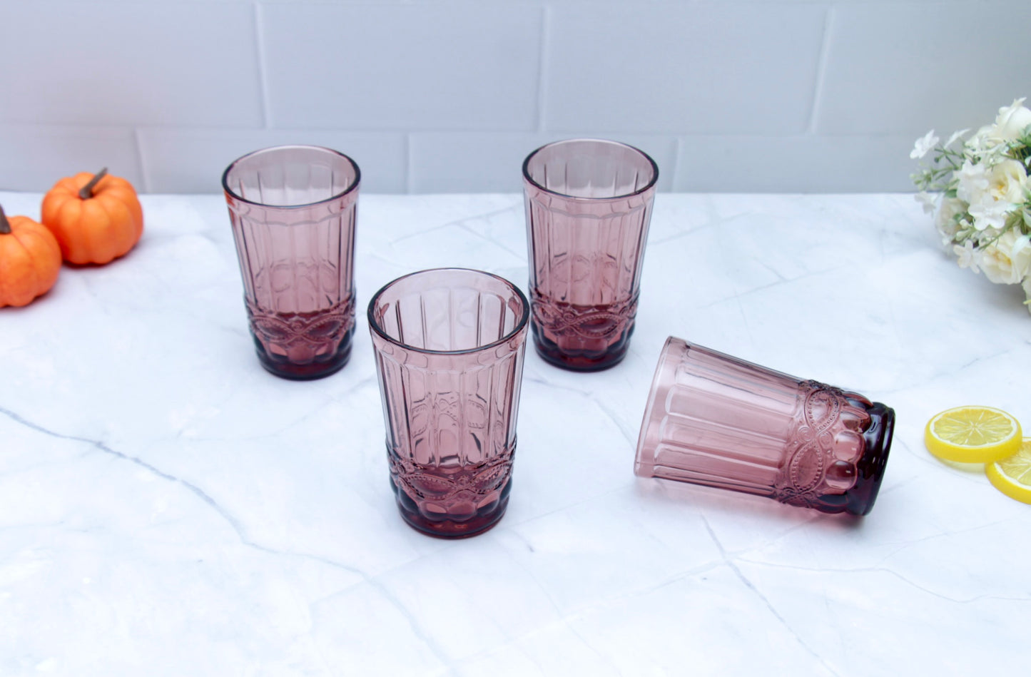 'Brooklyn' Glass Tumblers, Set Of 4 - Pink