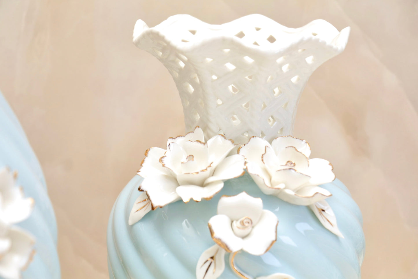 'Grace' Blue Ceramic Floral Vase, Small