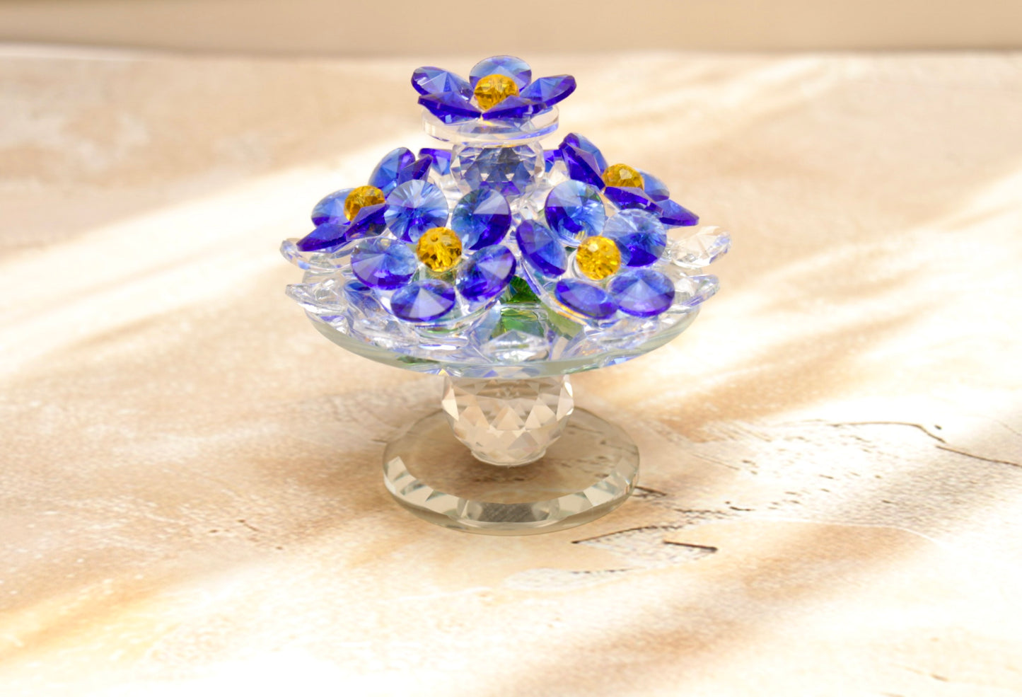'Sparkles' Rotating Crystal Flowers - Blue