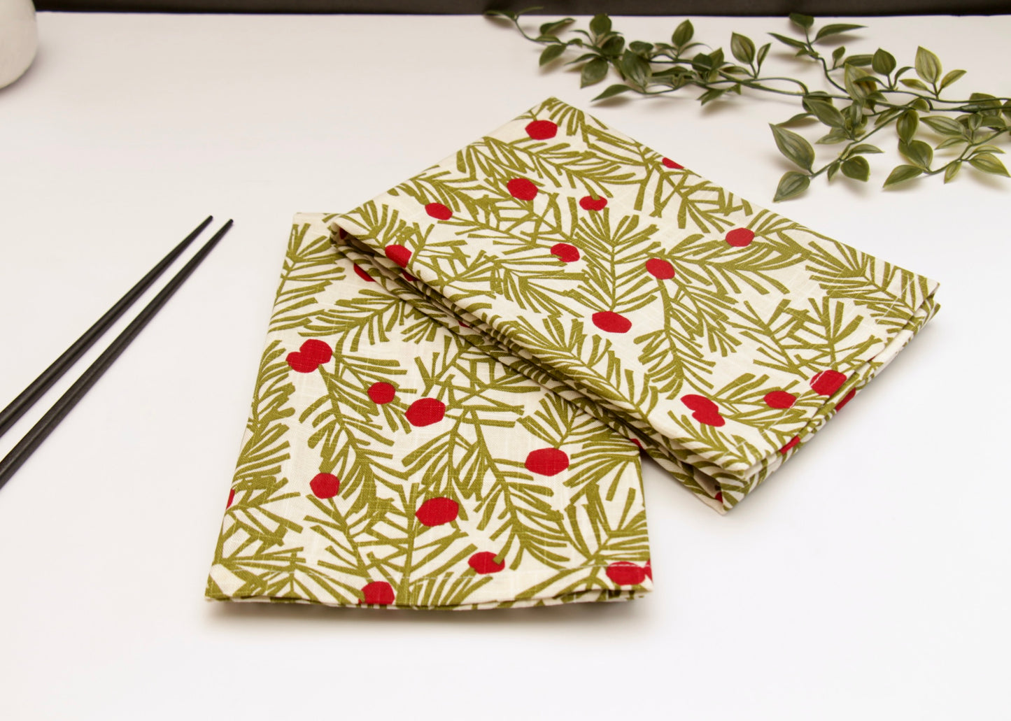 'Cherry' Printed Kitchen Towels, Set of 2