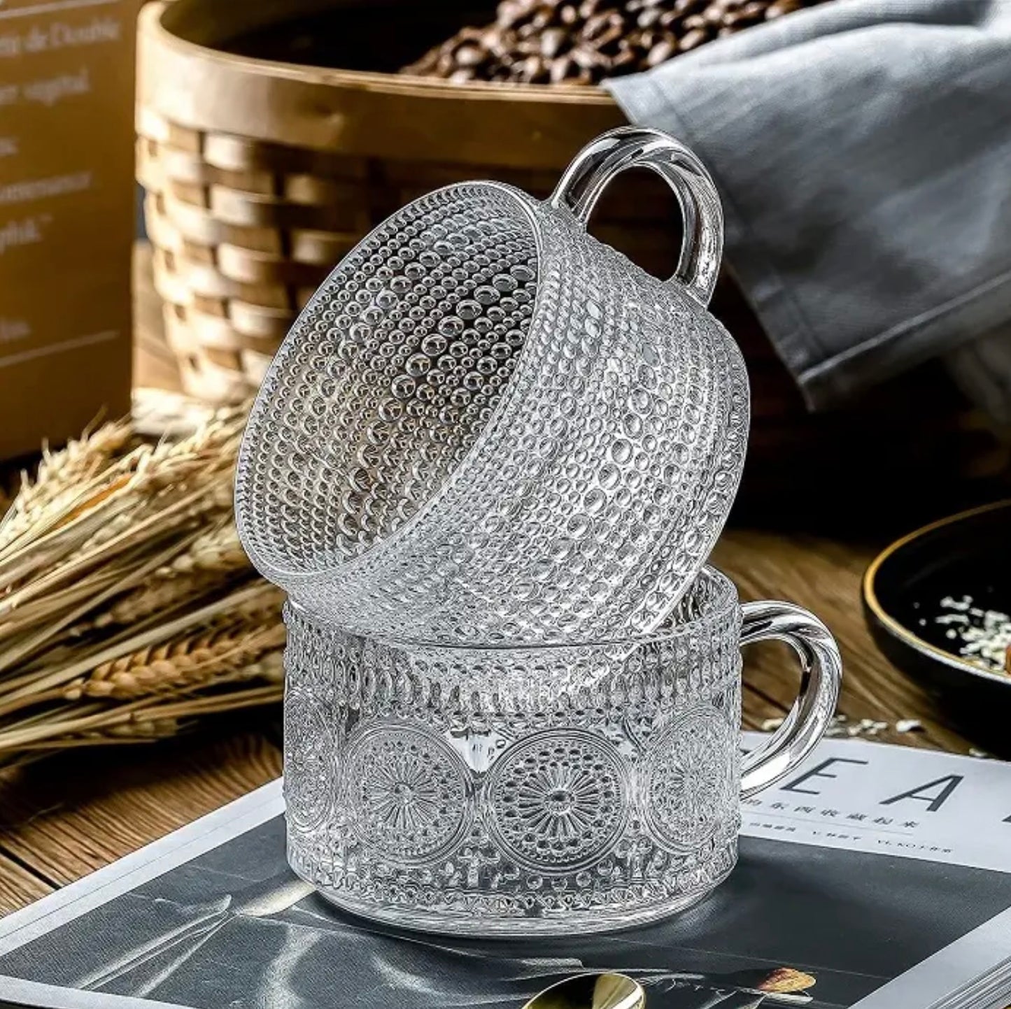 'Capri' Glass Cups - Set of 2, Transparent Rim