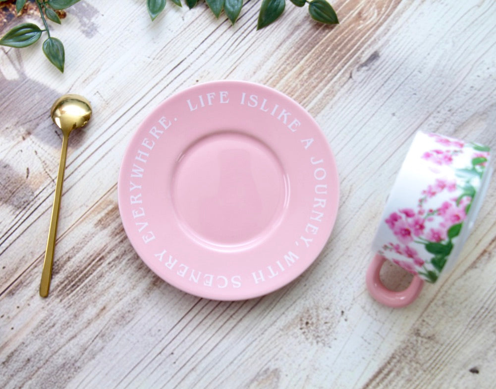 'Pink Meadows' Ceramic Cup & Saucer, Set Of 1
