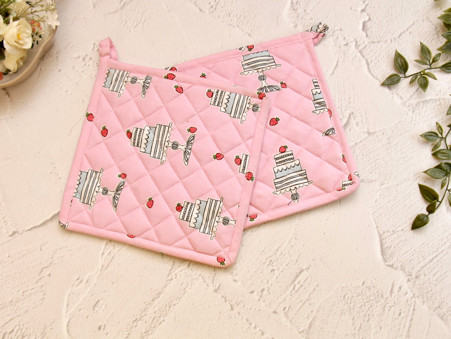 'Pink Frost' Pot Holder Set of 2