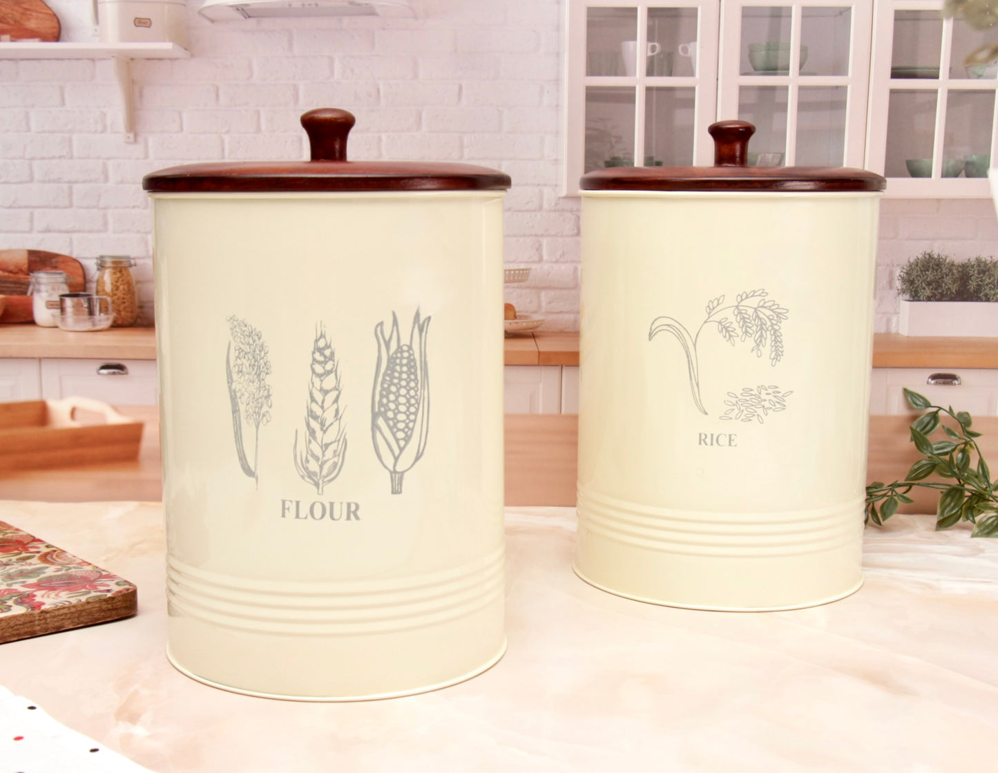 'Willow' Rice Storage Container With Wooden Lid, 5L