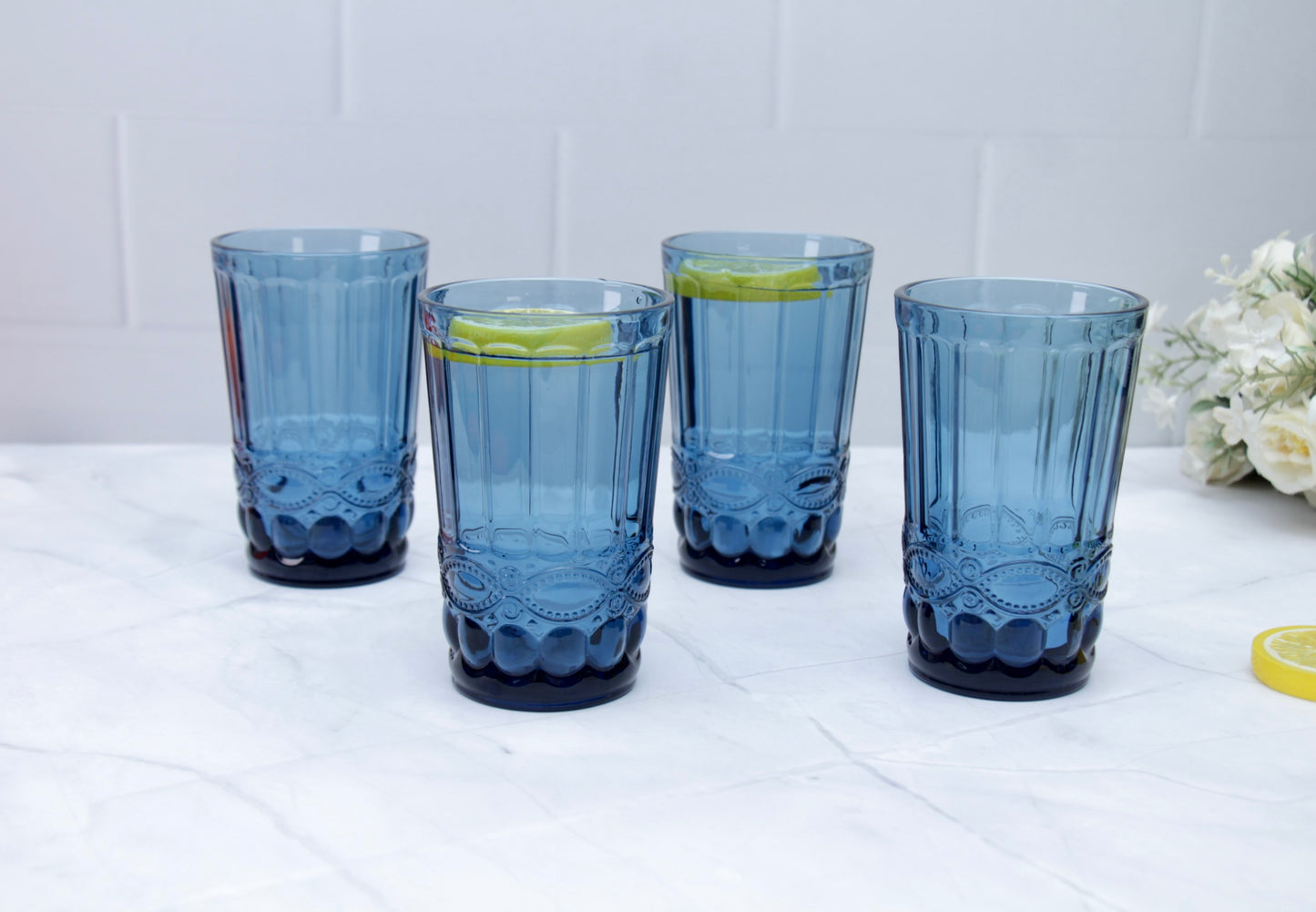 'Brooklyn' Glass Tumblers, Set Of 4 - Blue