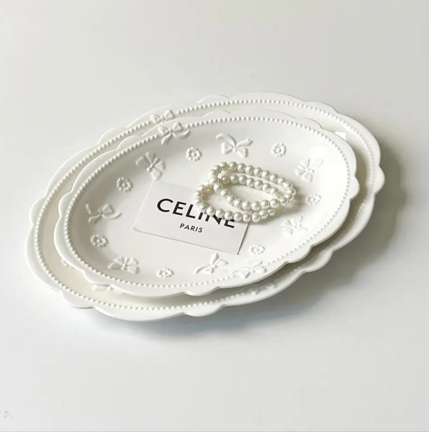 'Edelweiss' Oval White Platter, Large