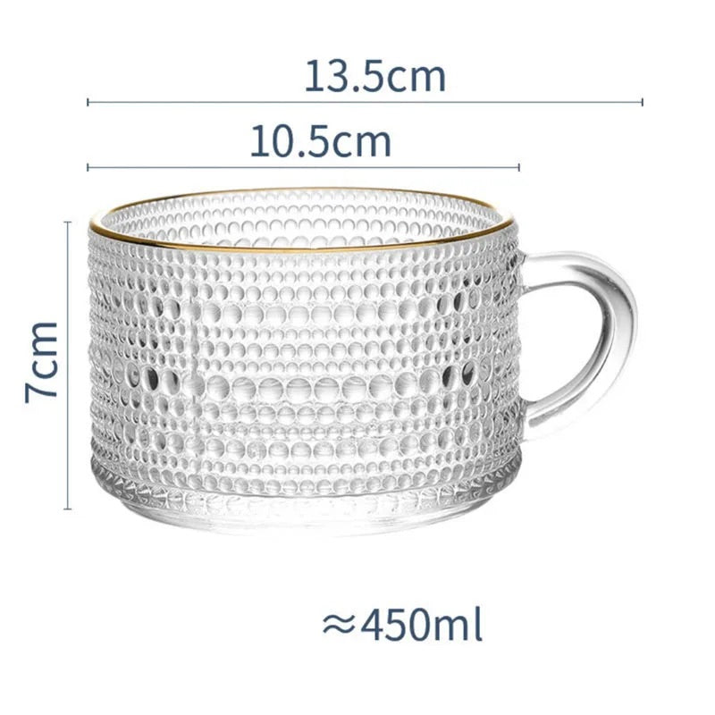 'Coral' Glass Cups - Set of 2, Gold Rim