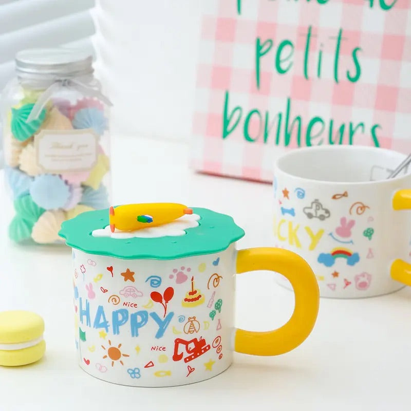 'Sunshine' Ceramic Coffee Mugs - Happy