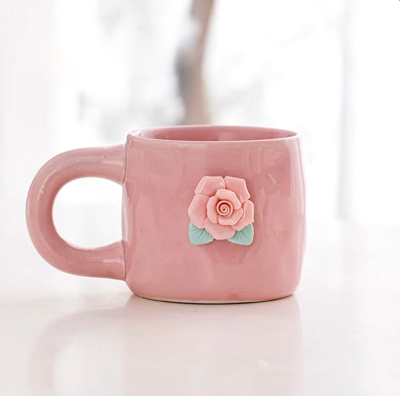 'French Rose' Ceramic Coffee Mug, Pink