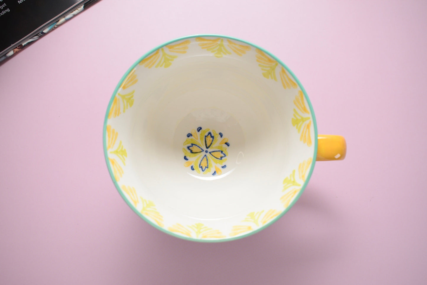 'Boho' Ceramic Big Coffee Mug Yellow & Green - Peppylittlethings.com