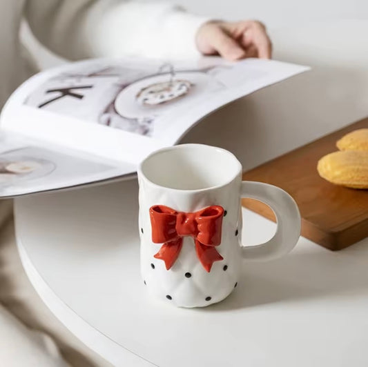 'Red Bow' Ceramic Coffee Mug