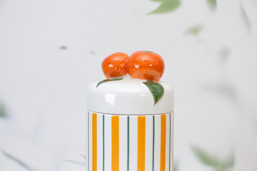'Tangerines' Ceramic Storage Canister 1200ml, Set of 2
