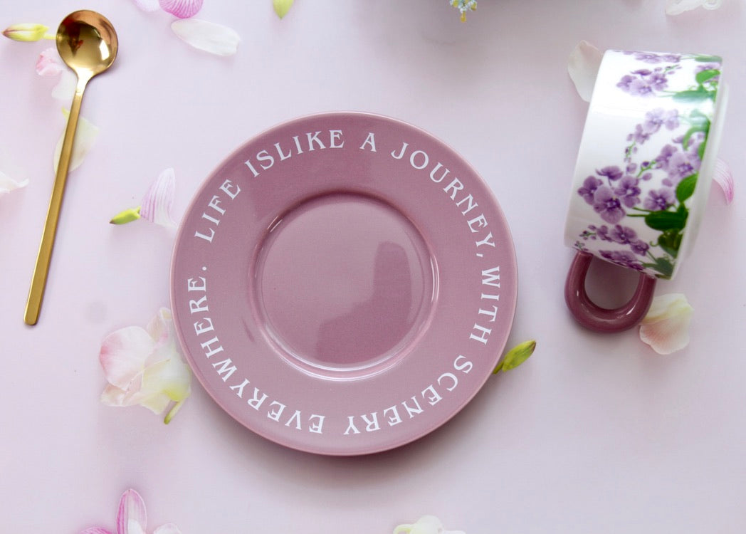 'Purple Meadows' Ceramic Cup & Saucer, Set Of 1
