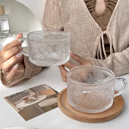 'Capri' Glass Cups - Set of 2, Transparent Rim