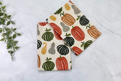 'Beige Pumpkin' Printed Kitchen Towels, Set of 2