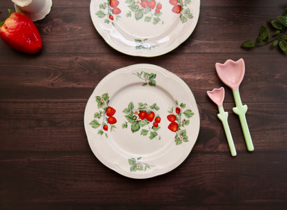 'Strawberry Blossom' Ceramic Dessert Plate