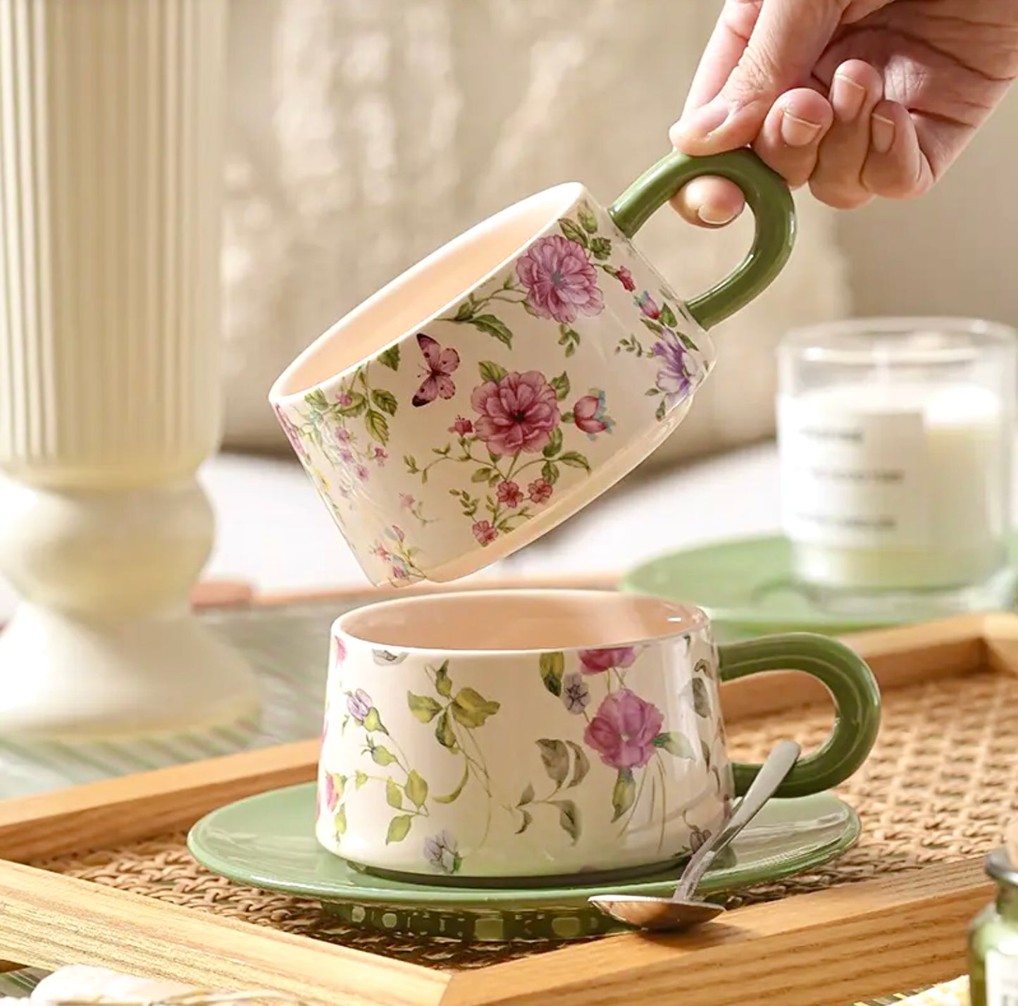 'Meadows' Ceramic Cup & Saucer Set Of 1