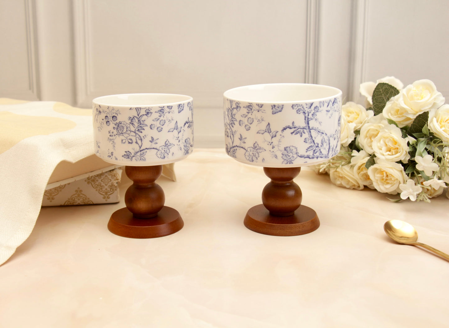 'Bluebell' Ceramic Ice Cream Cup - Medium, Set of 2