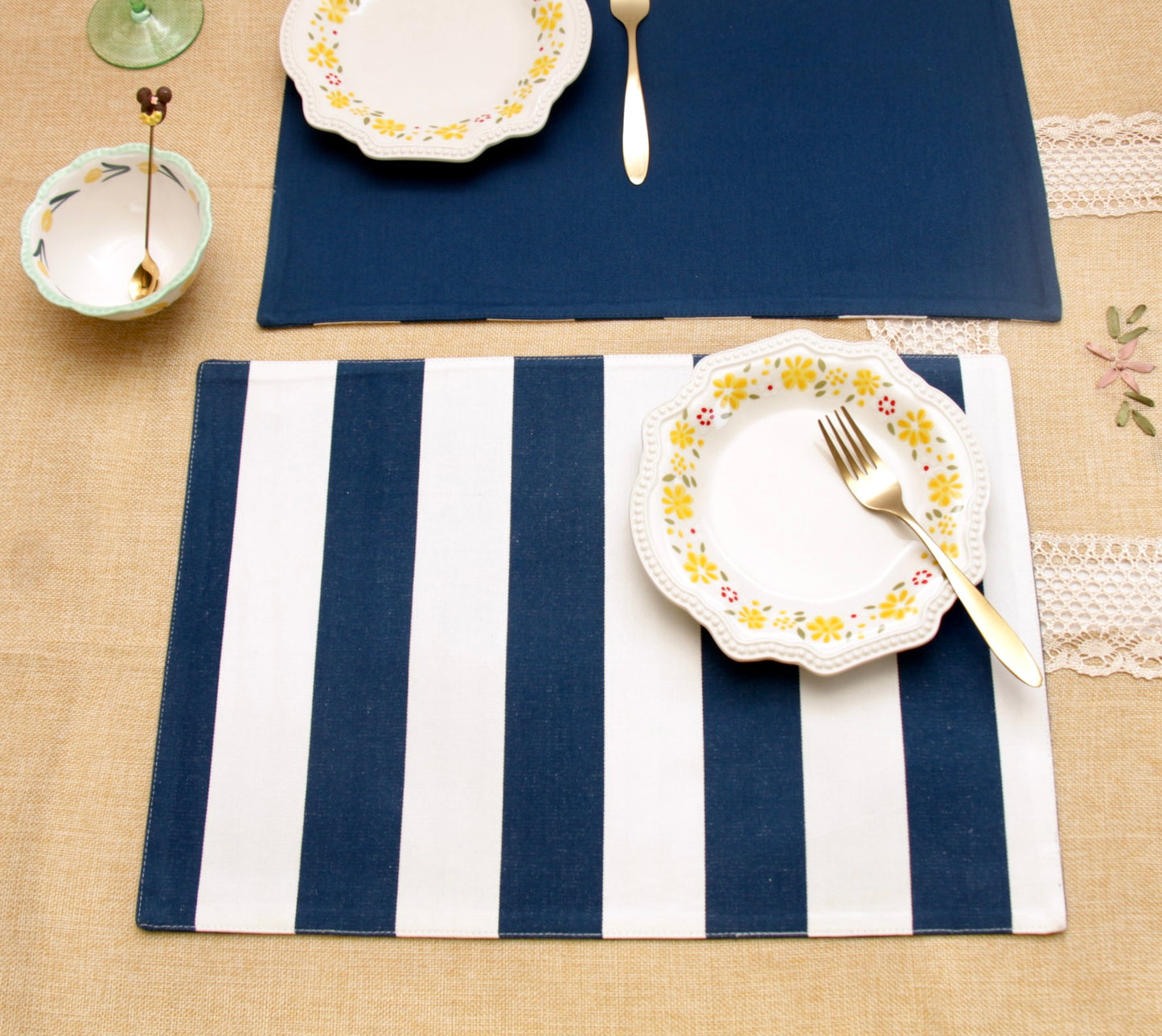 'Lapis' Striped Placemats - Set of 2