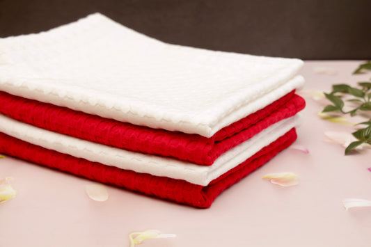 'Scarlet' Waffle Kitchen Towels, Set of 4