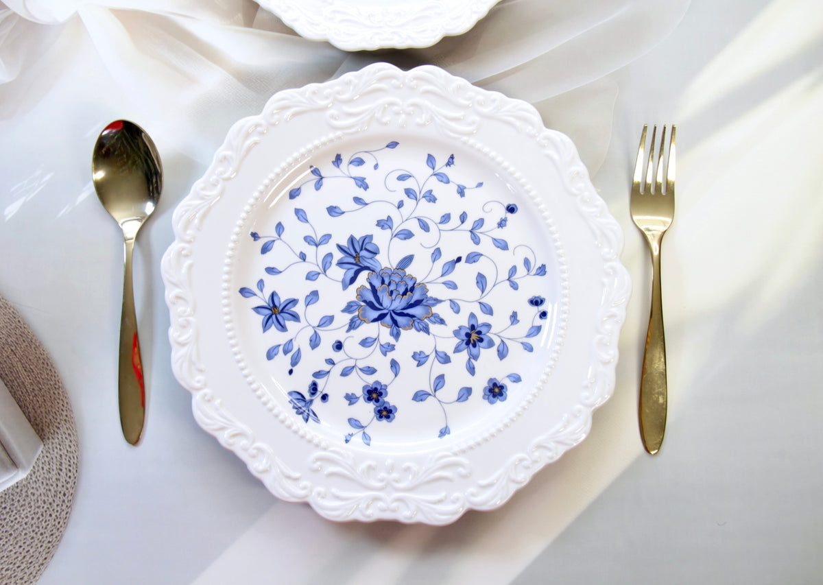 'Mirabelle' Blue Floral Ceramic Dinner Plate, 26.5 cm