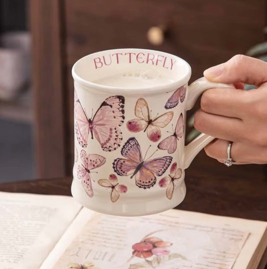 'Red Butterflies' Ceramic Coffee Mug