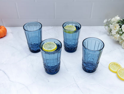 'Brooklyn' Glass Tumblers, Set Of 4 - Blue