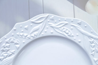 'Bella' White Ceramic Dinner Plate, Large