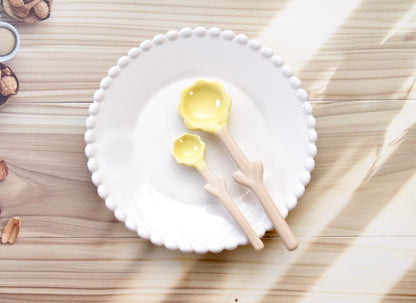 'Crescent' White Ceramic Dessert Plate