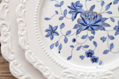 'Mirabelle' White Ceramic Dessert Plate | Floral | 8 Inches