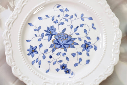 'Mirabelle' White Ceramic Dessert Plate | Floral | 8 Inches