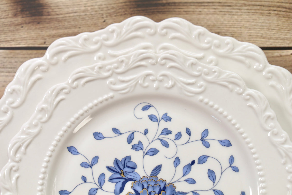 'Mirabelle' Blue Floral Ceramic Dinner Plate, 26.5 cm