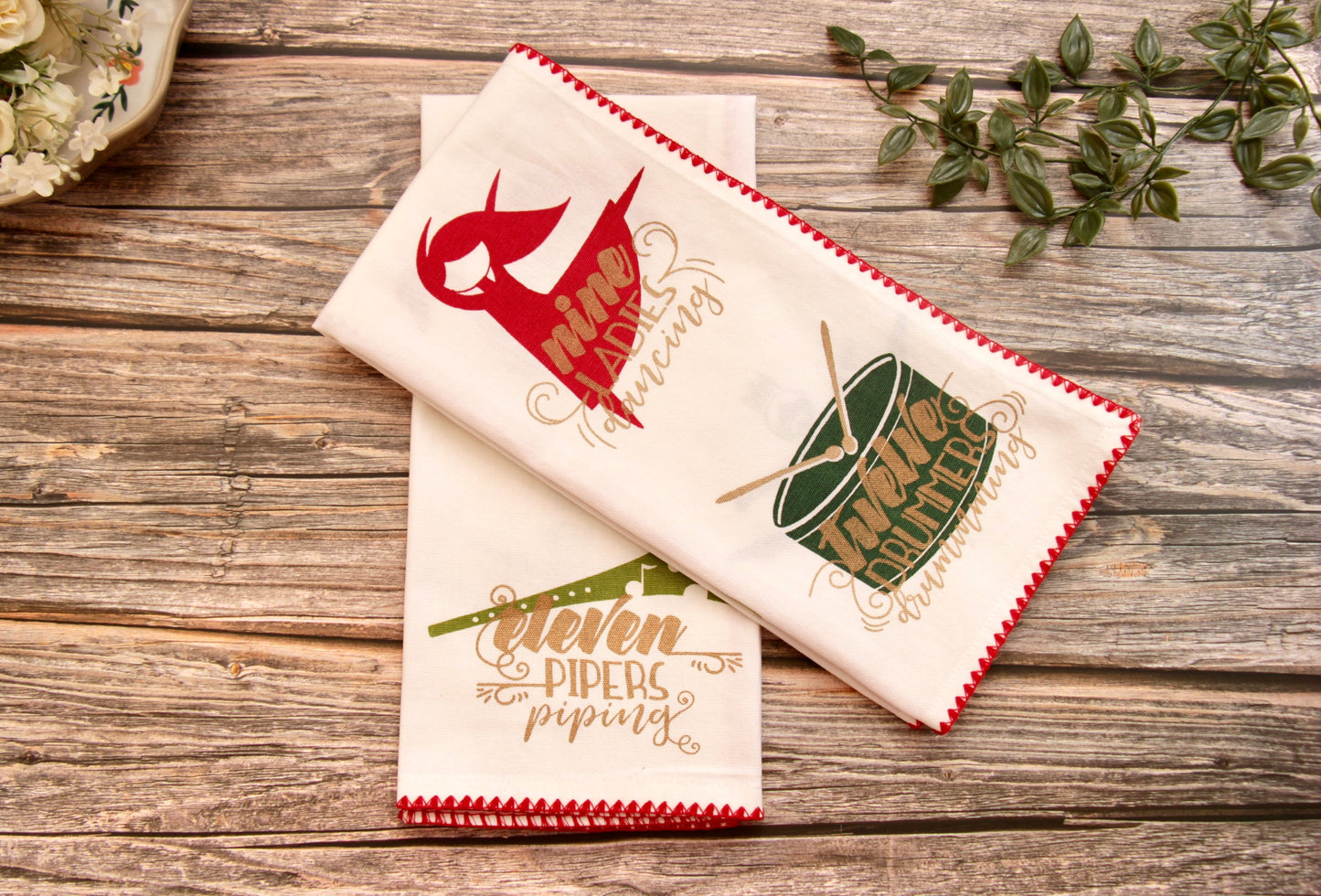 'Rustic Roots' Printed Kitchen Towels, Set of 2