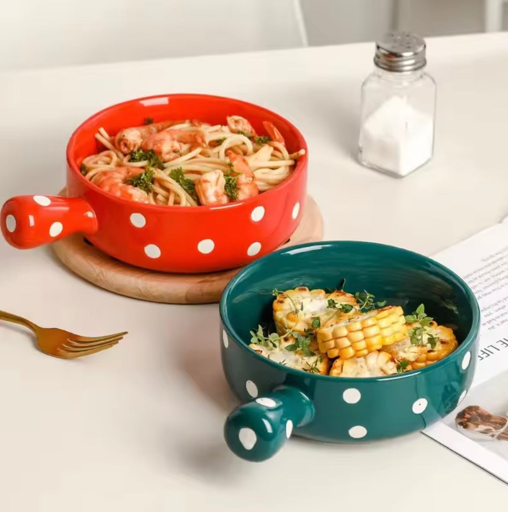 'Poppy' Red Polka Dot Bowl, 600ml