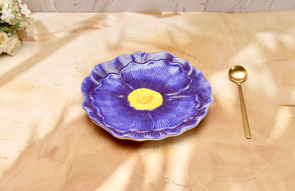 'Flora' Ceramic Breakfast Plate - Blue