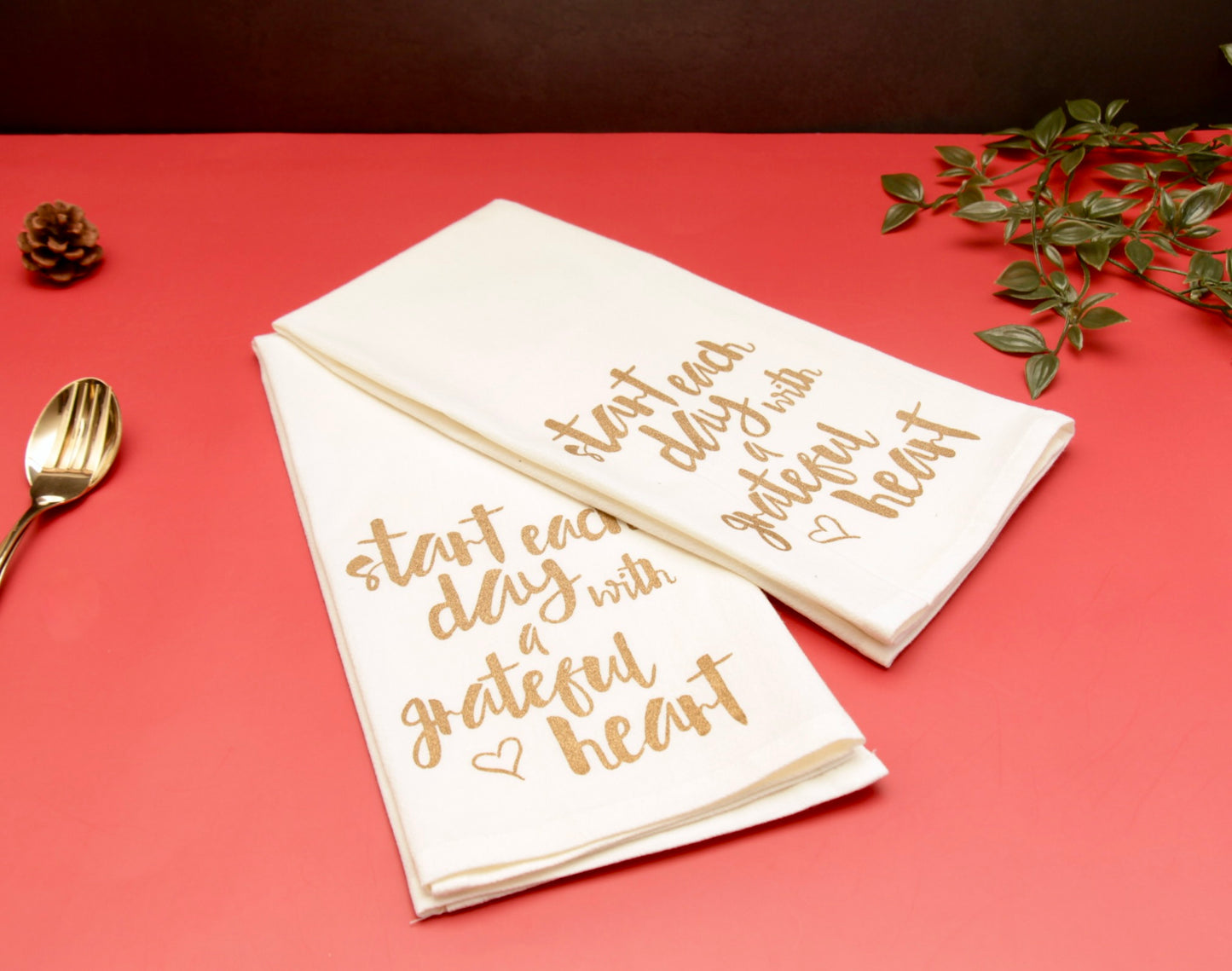 'Grateful' Printed Kitchen Towels, Set of 2