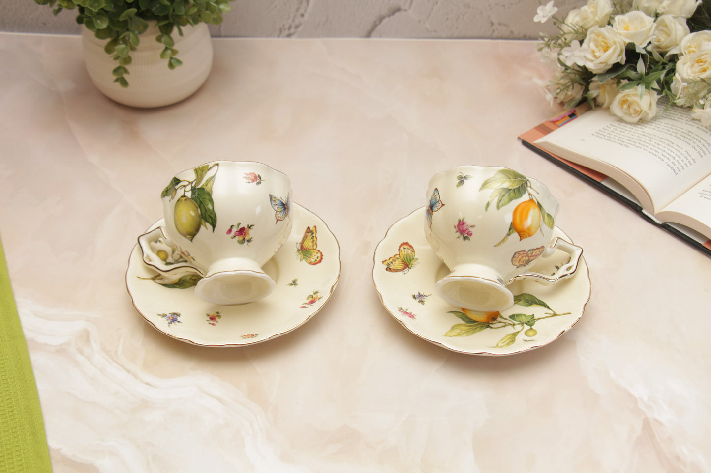 'Lemon' Ceramic Cup & Saucer Set