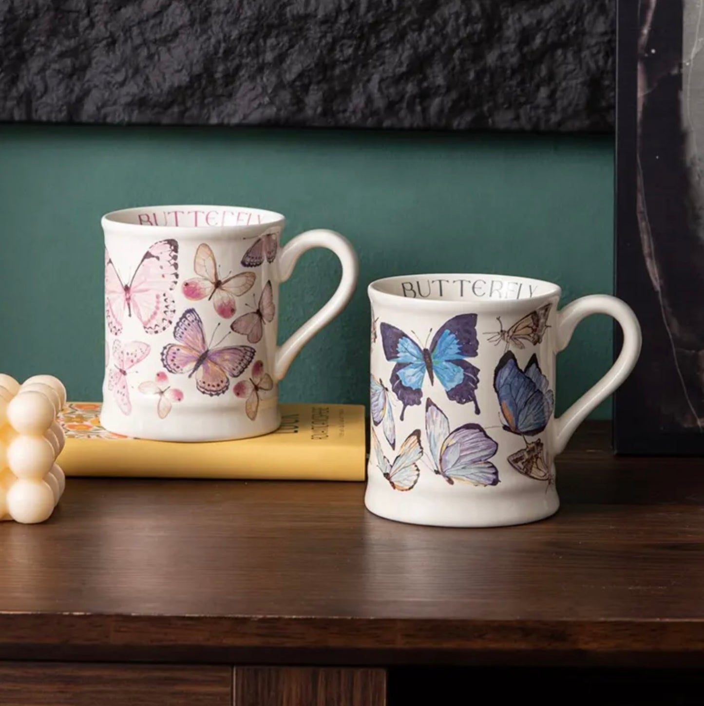 'Blue Butterflies' Ceramic Coffee Mug