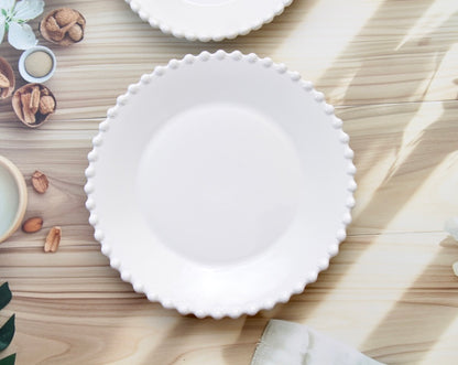 'Crescent' White Ceramic Dinner Plate