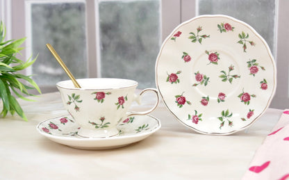 'Bellarose' Ceramic Cup & Saucer | Set of 2