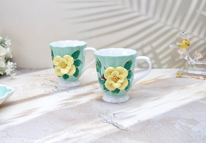 'Isadora' Ceramic Rose Embossed Coffee Mug