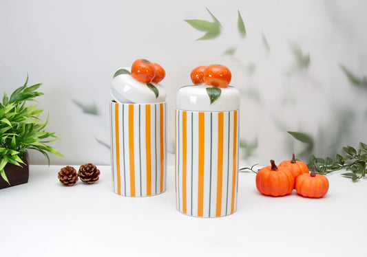 'Tangerines' Ceramic Storage Canister 1200ml, Set of 2