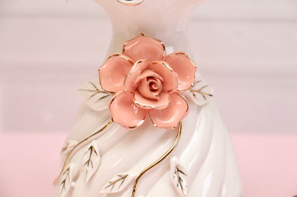 'Shrub Rose' White Ceramic Vase